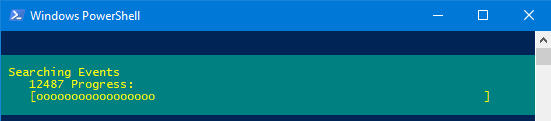 screenshot of progress bar with count of events processed